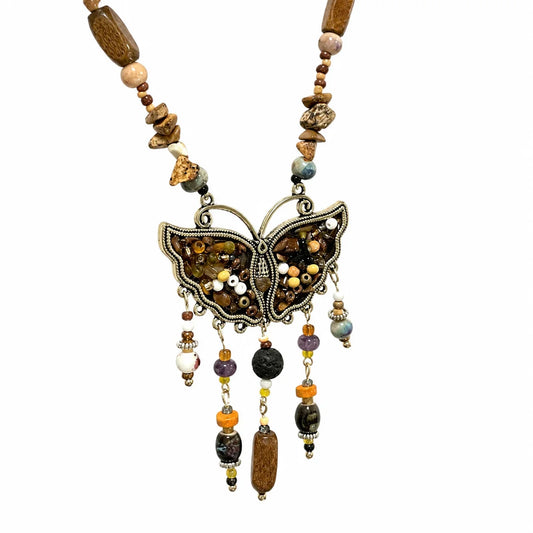 Butterfly Tassel Natural Stone Necklace Women