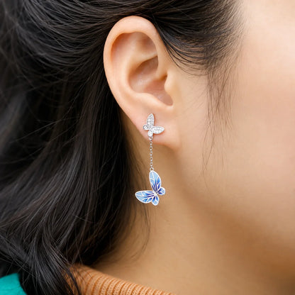 Fashion Popular Enamel Butterfly Studs Women