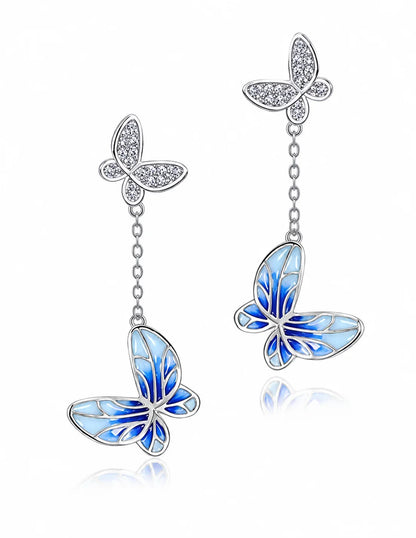 Fashion Popular Enamel Butterfly Studs Women