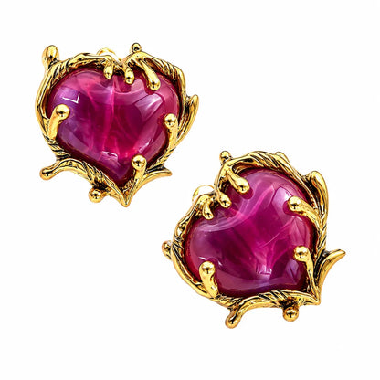 Retro Purple Heart-shaped Earrings Women