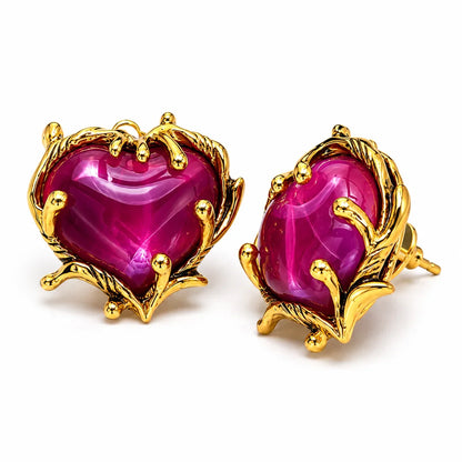 Retro Purple Heart-shaped Earrings Women