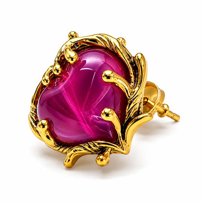 Retro Purple Heart-shaped Earrings Women