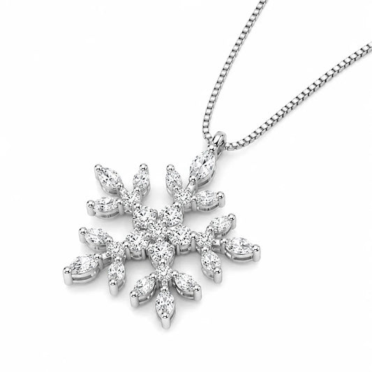 Diamond Snowflake Necklace Women Clavicle Chain