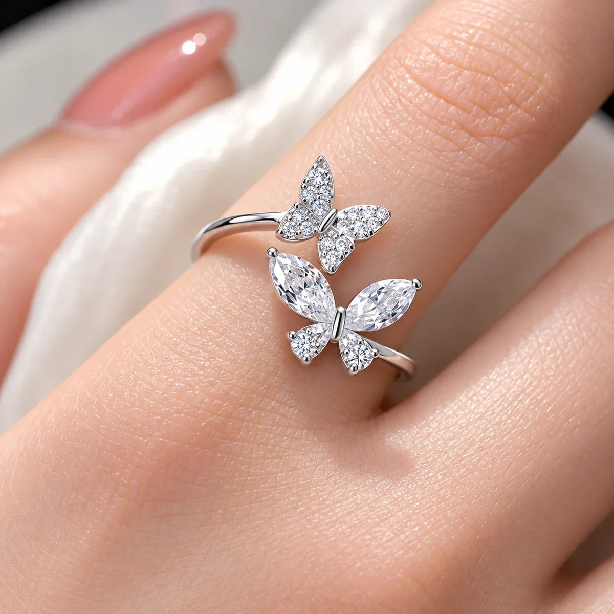 High-End Butterfly Zircon Open Rings For Women, Trendy Fashion Couple Rings, Minimalist Delicate Index Finger Rings, Perfect Gift For Best Friends, Lovers