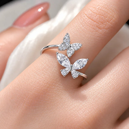 High-End Butterfly Zircon Open Rings For Women, Trendy Fashion Couple Rings, Minimalist Delicate Index Finger Rings, Perfect Gift For Best Friends, Lovers