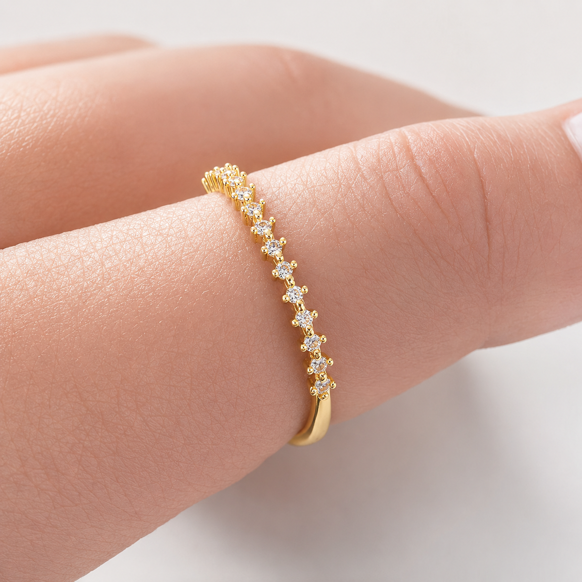 Japanese And Korean Instagram-style Diamond-studded Stackable Rings For Women